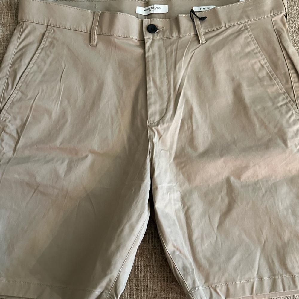 Kenneth Cole Khaki Chino Shorts Men's Size 38 Slim Fit Stretch NWT